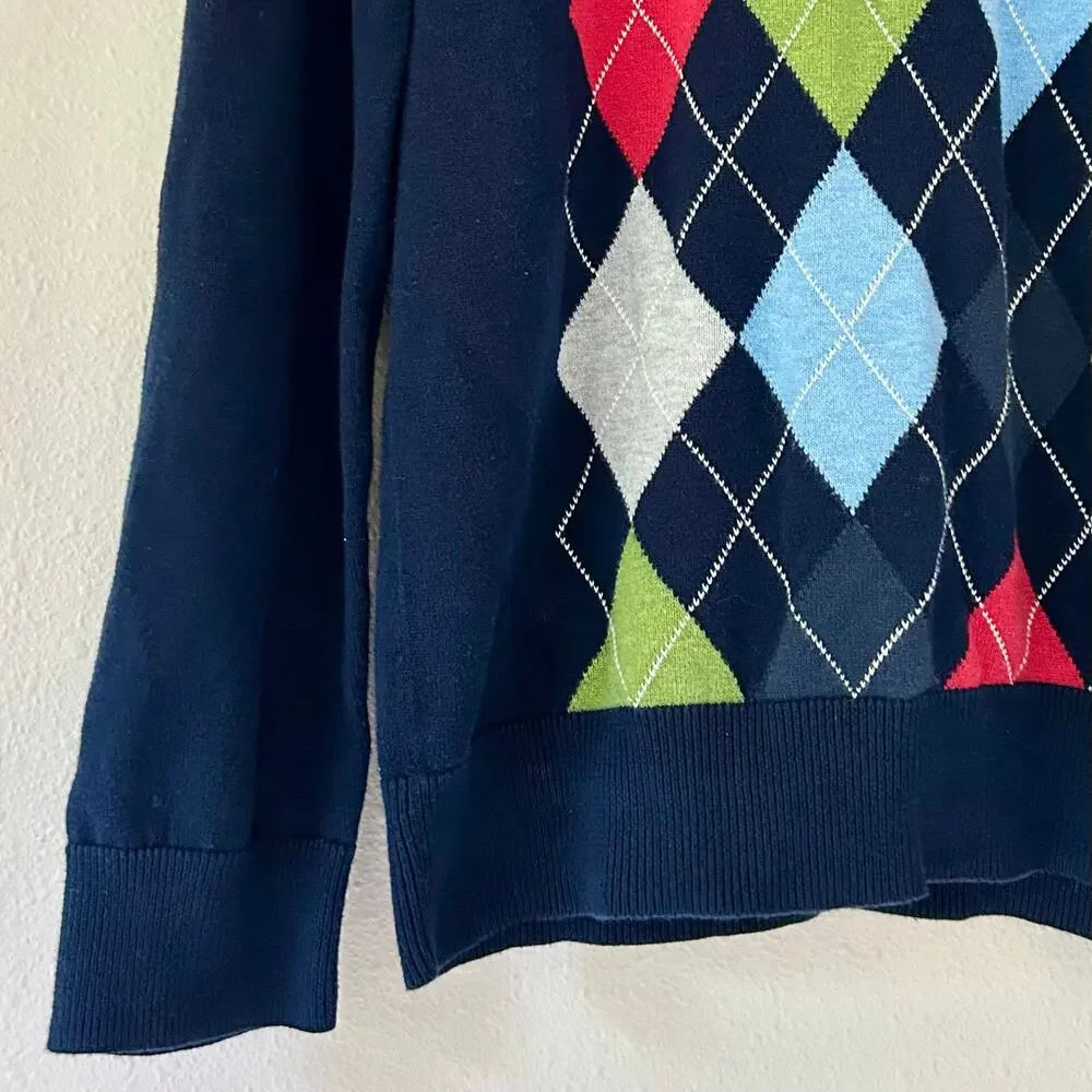 Vintage Old Navy Argyle knit sweater crewneck old money country club Y2K Prep M